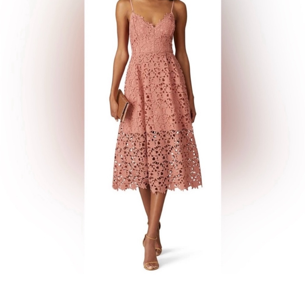 ASTR The Label A Line Lace Midi Dress in Pink
